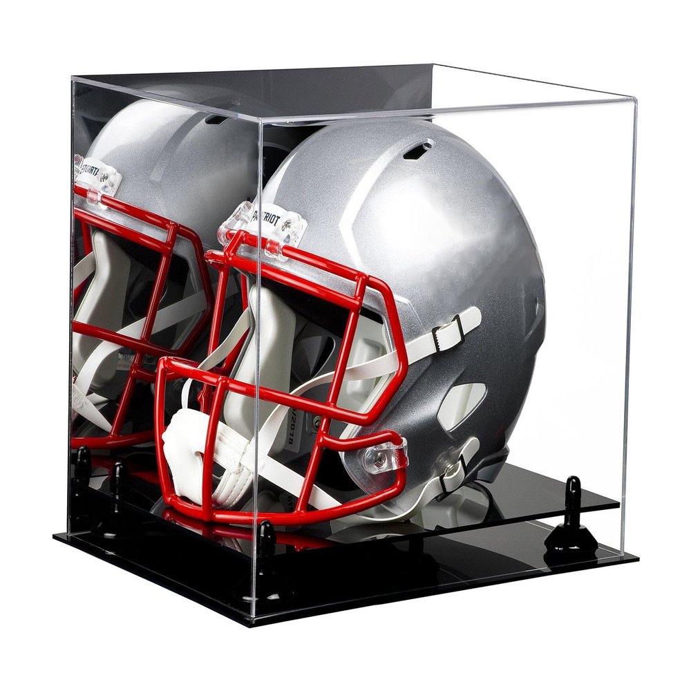 Acrylic Display Case for Full Size Football Helmet Premium Football Display Case with Black Base &Black Risers Protects Sports Memorabilia & Collectibles, Dimension 14.5" L x 11" W x 12" H(A002/V44)
