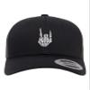 Adjustable Black Structured Trucker Skeleton Hand Rock On Structured Trucker Cap view 1