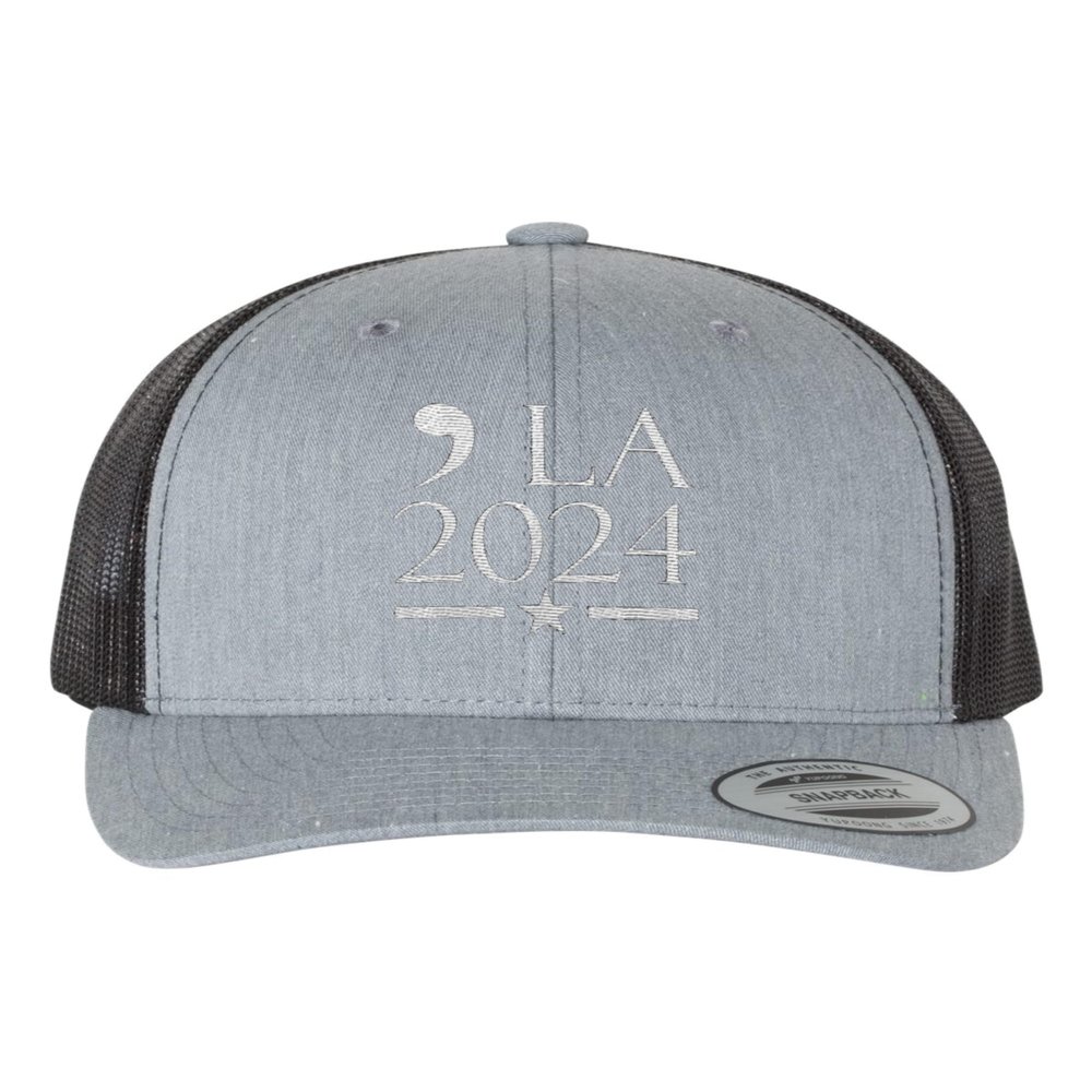 Adjustable Heather Grey/Black Structured Trucker Comma La 2024 Structured Trucker Cap