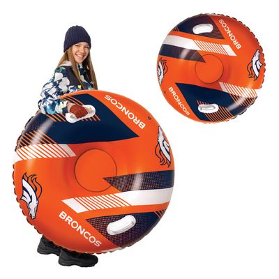 NFL Snow Tube - Officially Licensed NFL Fan Gear - Heavy Duty Inflatable Snow Sled for Winter Tubing - Ride-On Snow Tube with Handles for Kids and Adults - Denver Broncos