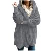 Denim Jacket Plus Size Fleece Jacket Women Winter Oversized Hooded Fuzzy Open Front Cardigans Coats Fluffy Sherpa Outerwear with Pockets Women Trench Coats Mid Length view 1