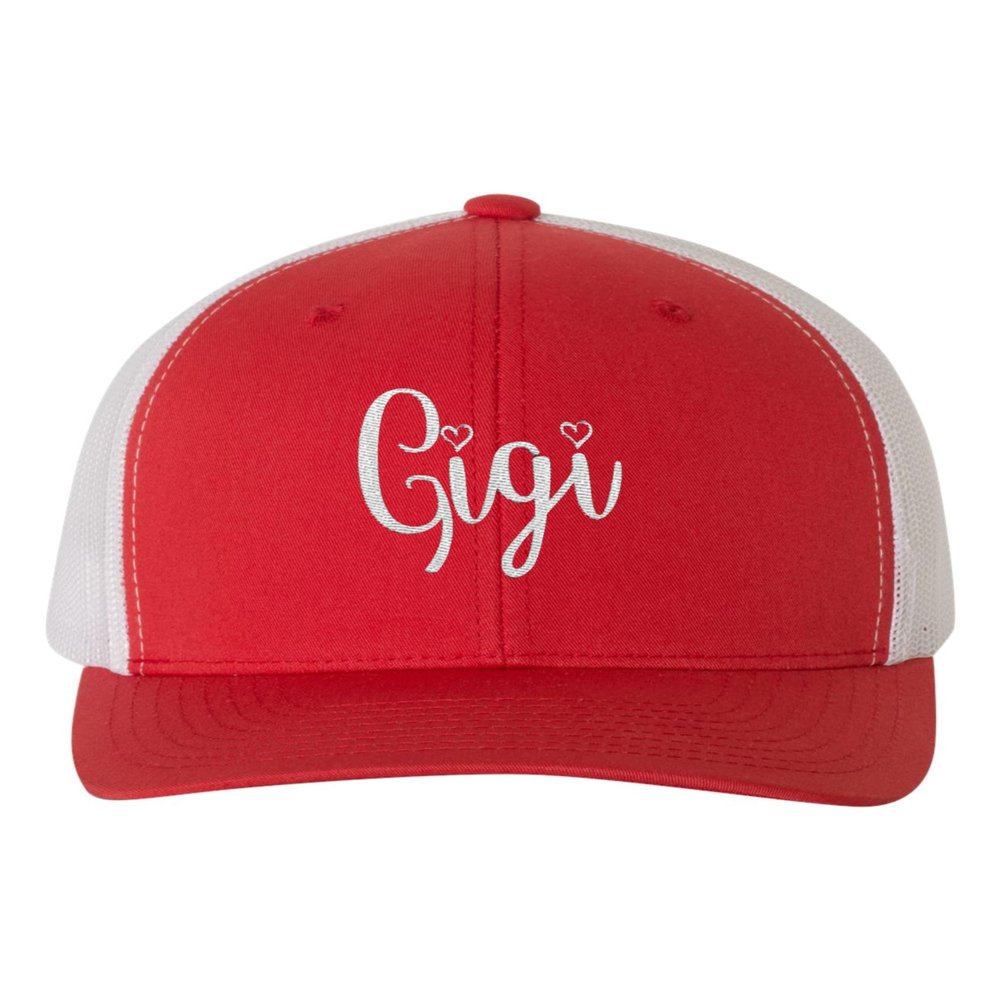 Adjustable Red/White Structured Trucker Gigi Gift Idea Grandma Aunt Structured Trucker Cap