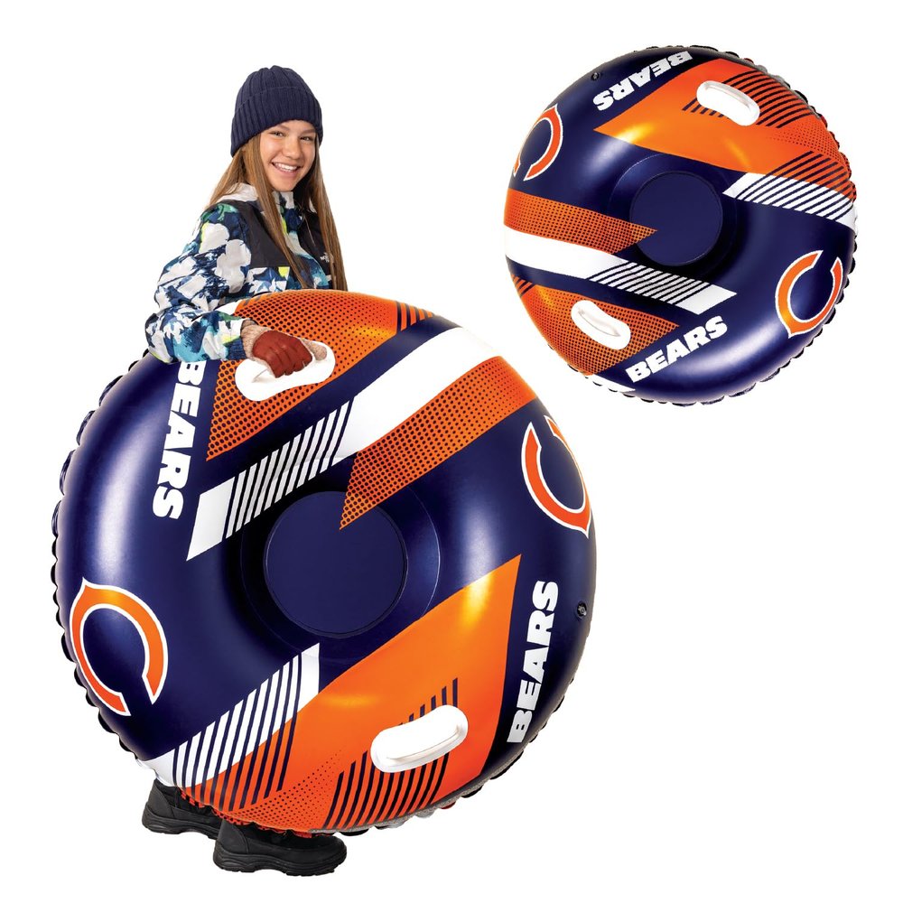 NFL Snow Tube - Officially Licensed NFL Fan Gear - Heavy Duty Inflatable Snow Sled for Winter Tubing - Ride-On Snow Tube with Handles for Kids and Adults - Chicago Bears