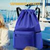 Drawstring Backpack, Large Capacity Sports Fitness Bag with Dry Wet Separation Portable for Men and Women (Blue) view 3