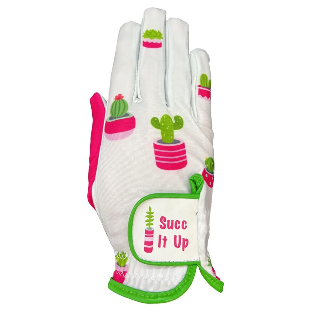 Giggle Golf Women's Golf Gloves (X-Large, Worn On Right Hand, Succulent)