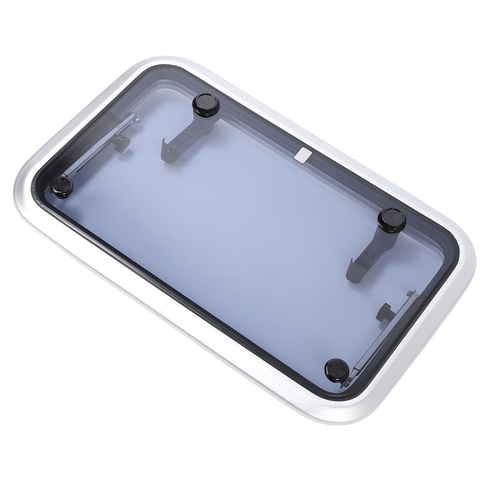 17 X 27 Inch Square Deck Hatch, Robust Slideout Ventilation Porthole with Smoke Gray Tempered Glass for Boat, Yacht, Ship, Motorhome