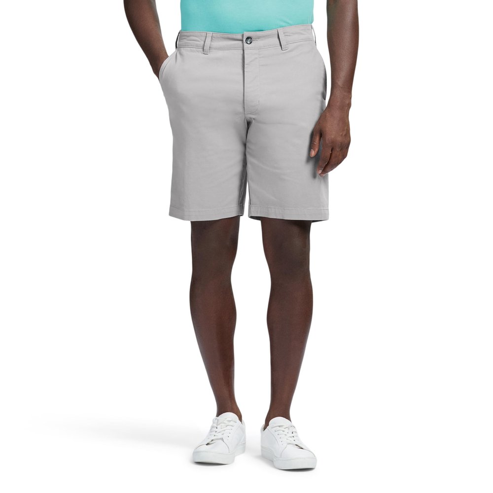 Izod Men's Saltwater 9.5" Flat Front Chino Short, Cinder Block, 30