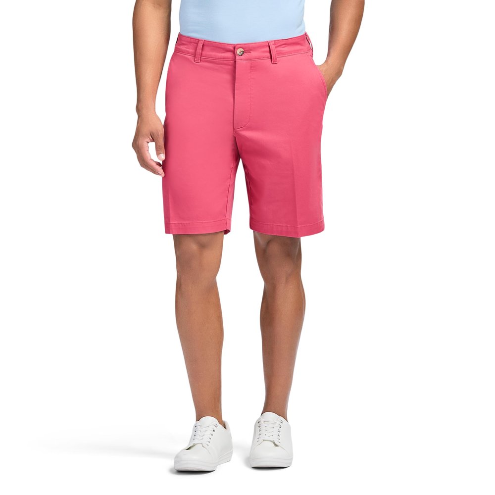 Izod Men's Saltwater 9.5" Flat Front Chino Short, Holly Berry, 42
