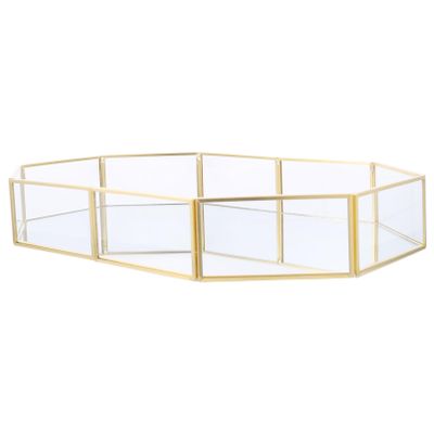 Holibanna 1pc Octagonal Jewelry Storage Tray Elegant Glass Display for Cosmetics Accessories Frame for Home Decor Store Presentation Delicate Jewelry Holder