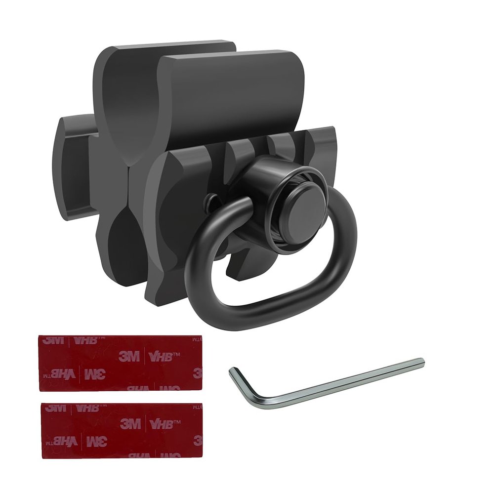 GOTCIAL Shotgun 12Ga Barrel Clamp W/Built-in QD Forward Sling Swivel Socket, 3-Slot Picatinny Rail Mount (1.25 in QD Sling Swivel and 2 PCS 4x6 mm Gasket Silicone Elastomer Included)