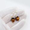 14k Gold Filled Tiger's Eye Earrings Simple Faceted Round Golden Yellow Velvety Shimmer Drops Goldtone Beaded Accents 1.2 Inches view 3