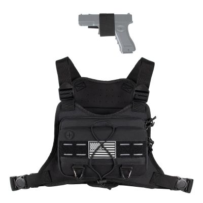 Outdoor Sports Chest Bag for Men with Phone Holder, Breathable Running Chest Pack Fits Most Pistols,EDC Travel Running Vest Pouch, Tactical Chest Bag for Hiking, Workout, Cycling and Walking Dog