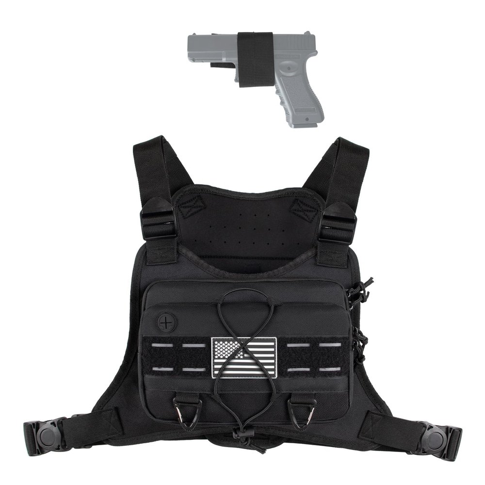 Outdoor Sports Chest Bag for Men with Phone Holder, Breathable Running Chest Pack Fits Most Pistols,EDC Travel Running Vest Pouch, Tactical Chest Bag for Hiking, Workout, Cycling and Walking Dog