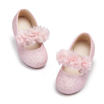 Otter MOMO Toddler Little Girls Party Dress Princess Shoes Slip On Mary Jane Ballerina Flats Pink Shoes Size 5