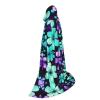 YQxwJL Purple And Teal Flowers Print Hooded Cloak,Unisex Cape,Witch Wizard Cape,Vampire Cape For Halloween Cosplay Costumes view 2