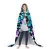 YQxwJL Purple And Teal Flowers Print Hooded Cloak,Unisex Cape,Witch Wizard Cape,Vampire Cape For Halloween Cosplay Costumes view 4
