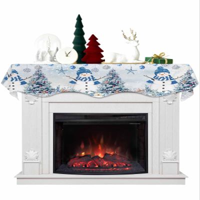 Hokiten Blue Coastal Christmas Mantel Scarf 70 x 17 Inch, Snowman Xmas Tree Mantel Decorations for Fireplace Scarf Xmas Decoration, Nautical Coral Starfish Balls Mantel Scarves Runner for Christmas