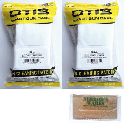 Nimrod's Wares Otis 3" Square Firearm Cleaning Patches 200-Pack FG-919SQ-100 Bundle with Microfiber Cloth