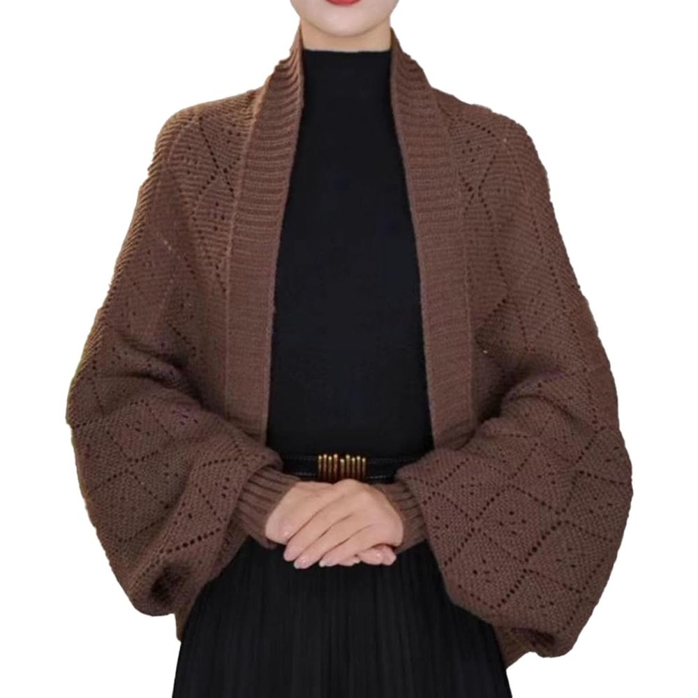 AJUBRLCI Women's Soft Shawls and Wraps with Sleeves, Fall Winter Knitted Shawl Warm Scarf, Multifunctional Scarf with Sleeves (Brown,One Size)
