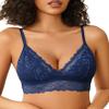 Avidlove Bralettes for Women Lace Wireless Lingerie V Neck Full Coverage Basic Bralette Blue Purple XL view 1