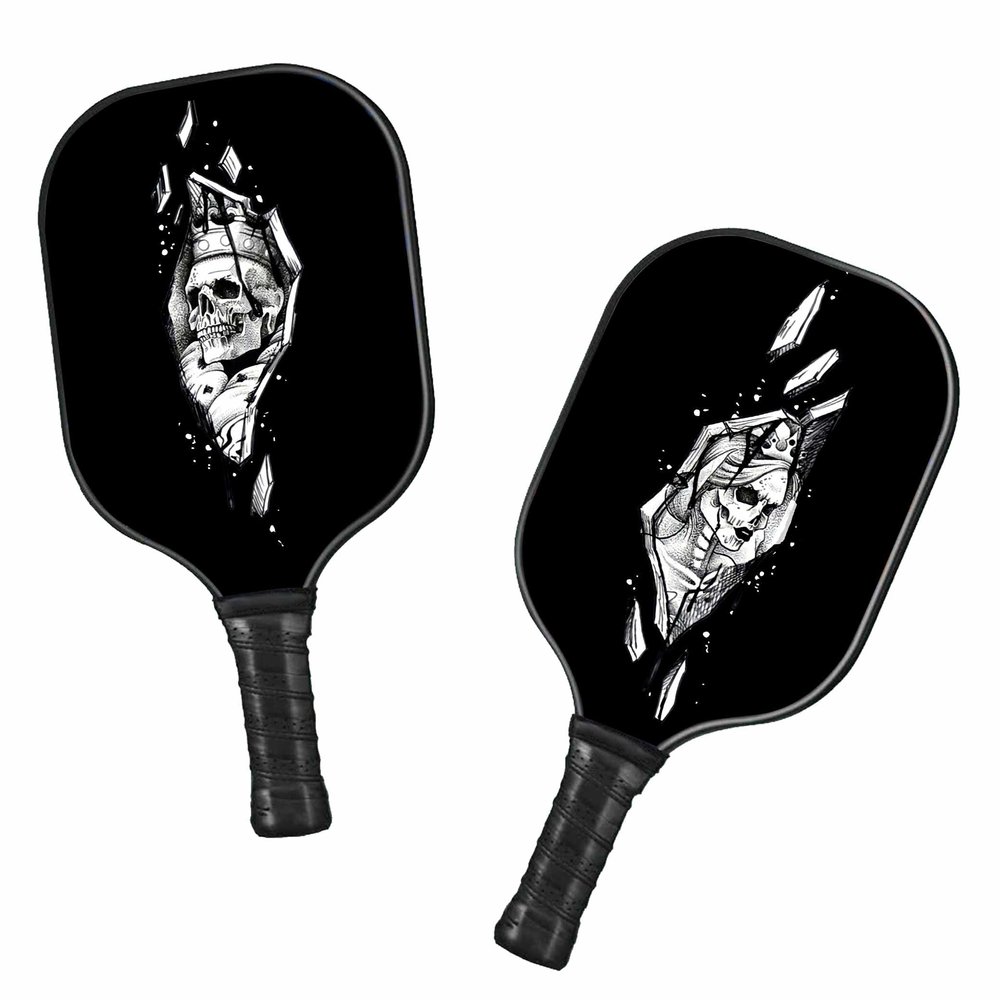 365CUSGIFTS Tattoos Couple Fiberglass Pickleball Paddles, Premium Pickleball Paddles Set of 2, Pickle Ball Set with Ergonomic Cushion Grip, 2 Pickleball Rackets
