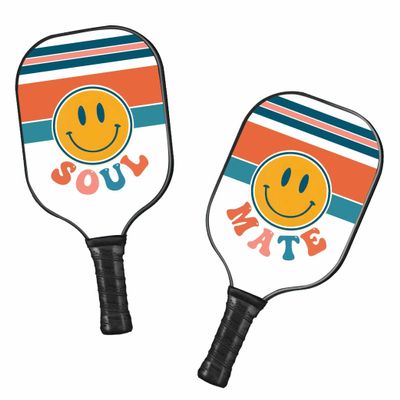 365CUSGIFTS Soul Mate Pickleball Paddles Set of 2 with Reinforced Fiberglass Surface and Honeycomb Polypropylene Core, Couple Design Set