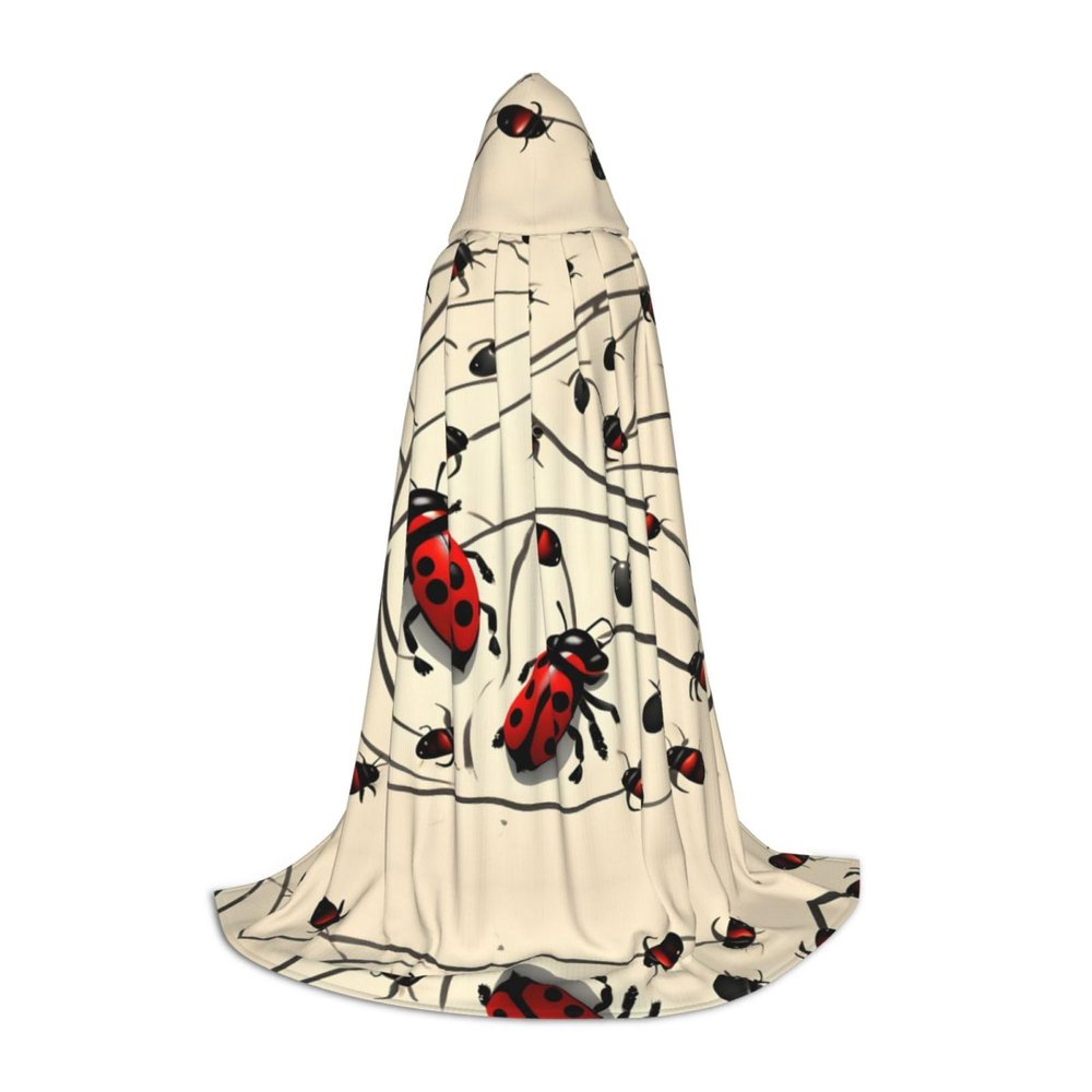 YQxwJL Art Ladybug Print Hooded Cloak,Unisex Cape,Witch Wizard Cape,Vampire Cape For Halloween Cosplay Costumes