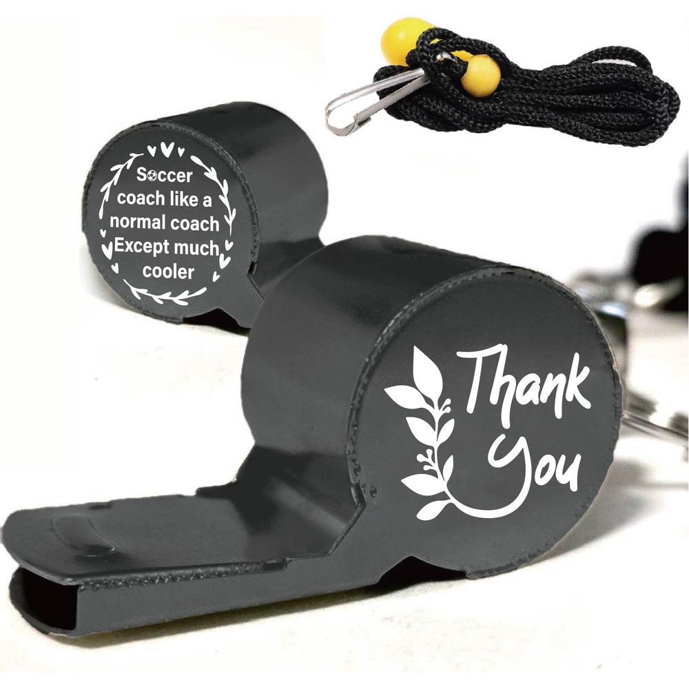 CREATCABIN Sports Coach Whistles Stainless Steel Whistles Loud Crisp Sound Whistles Laser-Engraved Referees Emergency with Lanyard Gift for PE Class Teacher Football Coach Teacher's Day 2x0.8 Inch
