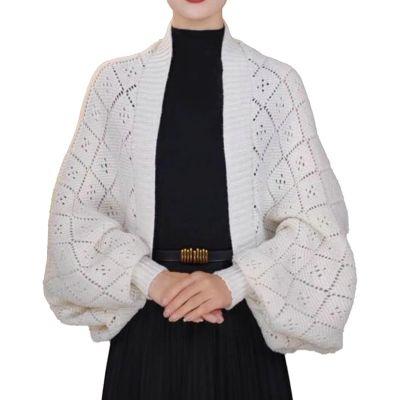 AJUBRLCI Women's Soft Shawls and Wraps with Sleeves, Fall Winter Knitted Shawl Warm Scarf, Multifunctional Scarf with Sleeves (White,One Size)
