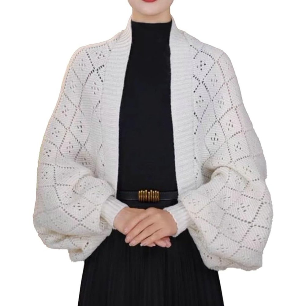 AJUBRLCI Women's Soft Shawls and Wraps with Sleeves, Fall Winter Knitted Shawl Warm Scarf, Multifunctional Scarf with Sleeves (White,One Size)