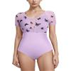 AFAVOM Women Ballet Dance Leotard Adult Gymnastics Butterfly Leotard Short Sleeve Ballerina Mesh Bodysuit One Piece Dancewear for Women Basic U Back Dance Performance Leotards Purple L view 1
