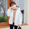 Boys and Toddlers' Metallic Puffer Jacket for Baby Girls Quilted Hooded Down Coat Lightweight (White, 6-12 Months) view 2