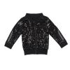 Big Girls Boys Sequin Jacket Kids Long Sleeve Lapel Solid Jacket Zipper Glitter Coats Outwear for 3-10 Years view 1