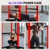 Fitness Power Cage 1200LB Capacity, Power Squat Rack, Multi-Functional Weight Bench, Power Rack with J-Hooks, Power Rack with Attachment for Effective Weightlifting Exercises (Red) view 3