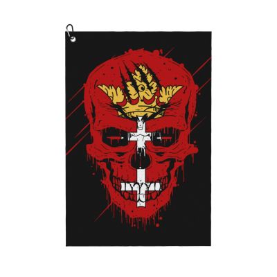 ASEDFGT Creative Free City of Danzig Patriot Skull National Flag Golf Towel 16 x 24 Inch Golf Towels for Golf Bags Polyester Golf Towel with Carabiner Clip Men and Women Golf Accessories