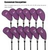 FLEXMAN 12Pcs Meshy Golf Iron Covers Set, PU Portable Golf Iron Head Covers Set, Soft Protective Golf Head Cover (Purple) view 2