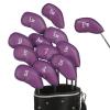 FLEXMAN 12Pcs Meshy Golf Iron Covers Set, PU Portable Golf Iron Head Covers Set, Soft Protective Golf Head Cover (Purple) view 4