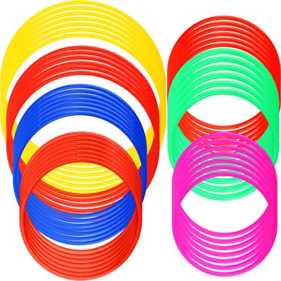 Cotiny 60 Pcs Colorful Plastic Toss Rings Multicolor Throwing Rings Game for for Adults Kids Outdoor Activities Agility and Accuracy Game Practice Game Booth, 6 Sizes