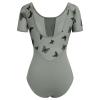 AFAVOM Women Ballet Dance Leotard Adult Gymnastics Butterfly Leotard Short Sleeve Ballerina Mesh Bodysuit One Piece Dancewear for Women Basic U Back Dance Performance Leotards Gray S view 2