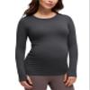 CRZ YOGA Butterluxe Maternity Crewneck Long Sleeve Shirts - Athletic Yoga Casual Pregnancy Womens Tee Tops Basic Layer Soft Mysterious Grey Medium view 1