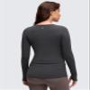 CRZ YOGA Butterluxe Maternity Crewneck Long Sleeve Shirts - Athletic Yoga Casual Pregnancy Womens Tee Tops Basic Layer Soft Mysterious Grey Medium view 2