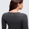 CRZ YOGA Butterluxe Maternity Crewneck Long Sleeve Shirts - Athletic Yoga Casual Pregnancy Womens Tee Tops Basic Layer Soft Mysterious Grey Medium view 3