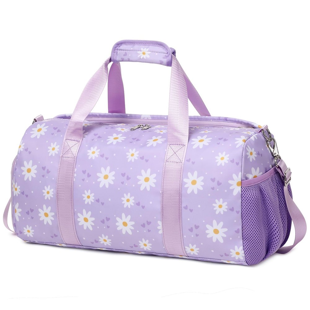 Dance Duffel Bag for Girls Daisy Ballet Bag for Girls Water Resistant Sports Gym Bag Overnight Sleepover Bags with Shoes Compartment Wet Pocket