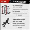 Goimu S1-V4 Smith Machine, 2000LBS Power Cage with Cable Crossover System, All-in-One Squat Rack with Smith Bar, Strength Training Equipment for Hone Gym (Red Smith Machine wiht Bench) view 2