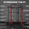 Goimu S1-V4 Smith Machine, 2000LBS Power Cage with Cable Crossover System, All-in-One Squat Rack with Smith Bar, Strength Training Equipment for Hone Gym (Red Smith Machine wiht Bench) view 4