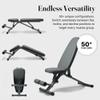 WeGym Collapsible Workout Bench, Adjustable Fitness Bench with 50 Configurations, Vegan Leather, Extra Wide 14in Seat for Home Gym Strength Training (Slate) view 3