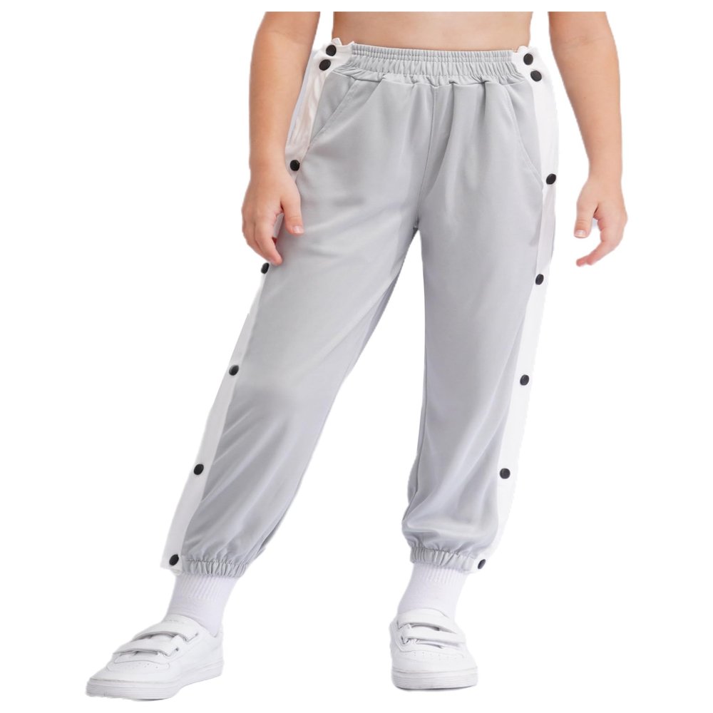 Jugaoge Kids Boys Loose Fit Tear Away Basketball Pants High Side Split Workout Running Casual Sweatpants Gray 13-14 Years