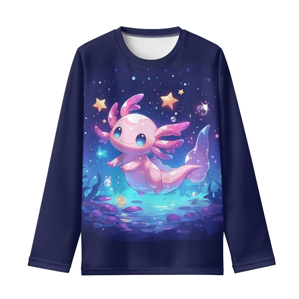 ZPINXIGN Cute Axolotl Shirts for Girls Long Sleeve Shirts for Girls 7-8 Year Old Cute Clothes for Teen Girls Crewneck Pullover Fall Outfits Gym Workout Tops Kids School Graphic Tees