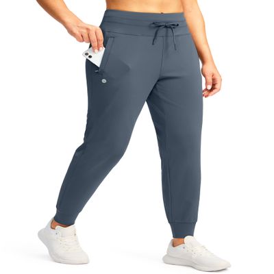 G Gradual Women's Joggers Pants with Zipper Pockets High Waisted Sweatpants Athletic Tapered Pants for Women Lounge Workout(Dusty Blue,XL)