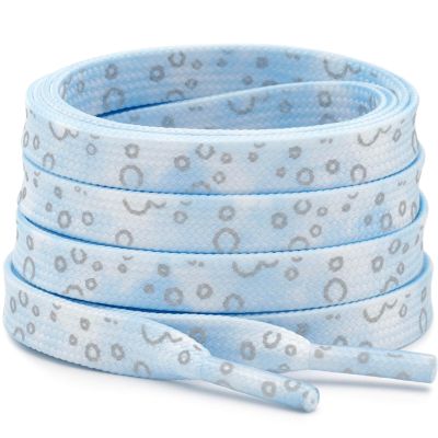 DELELE 2 Pairs Reflective Shoelace Flat Dot Light Blue Safety Laces for Shoes Sneakers Boots 63 inch